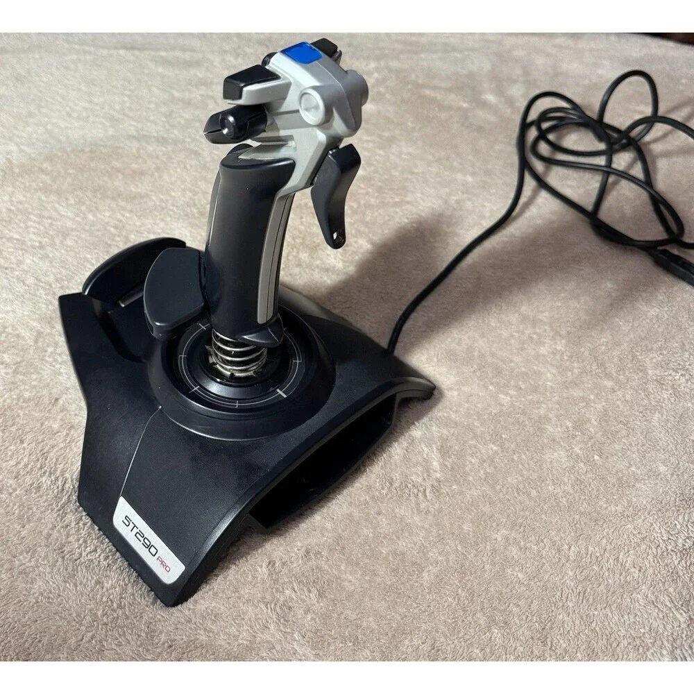 Saitek ST290 Stick Wired USB PC Joystick Flight Stick w/ Throttle Black untested